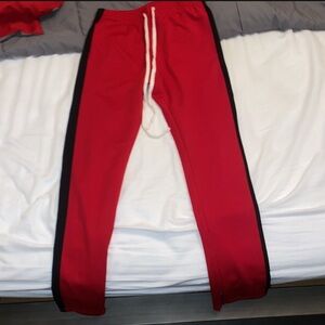 Eptm Red Track Pants with Black Stripes